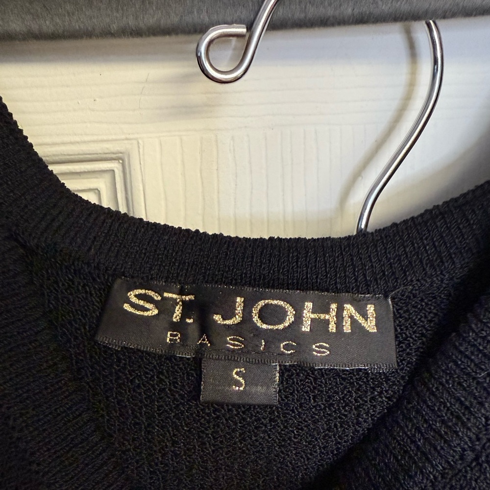 St. John Basics 2 Piece Set Tank Top Skirt Black Small 8 Santana Knit Stretch - Picture 6 of 15